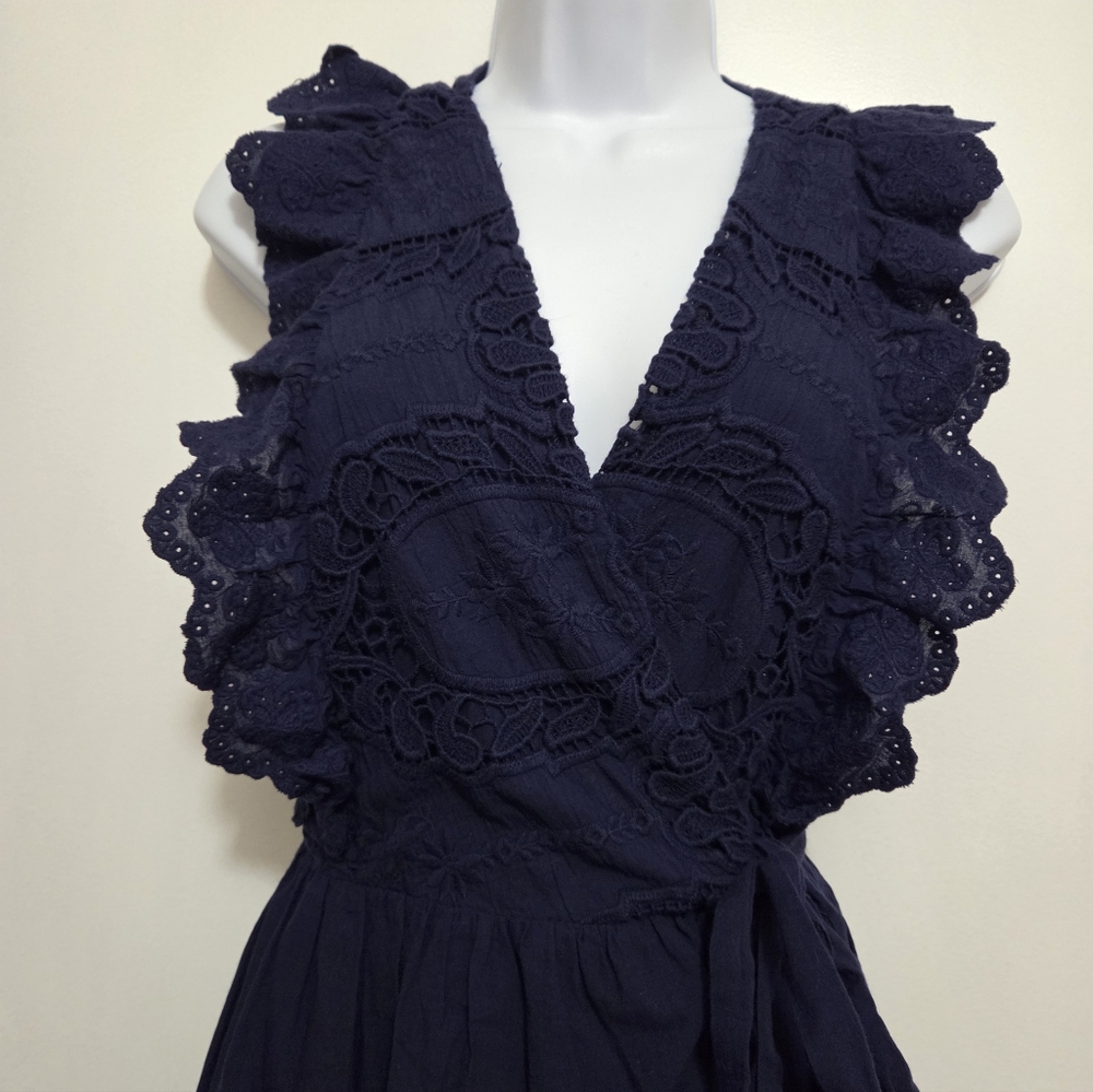Everleigh Navy Lace Wrap Dress Size Small - Picture 3 of 16